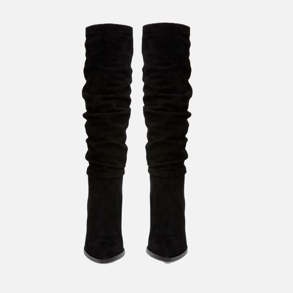 PAIGE Shiloh Slouch Elegant Black Knee-High Boots - Picture 2 of 7